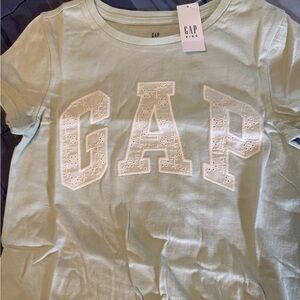 GAP Kids Light Mint Green Tee with White Lace Logo